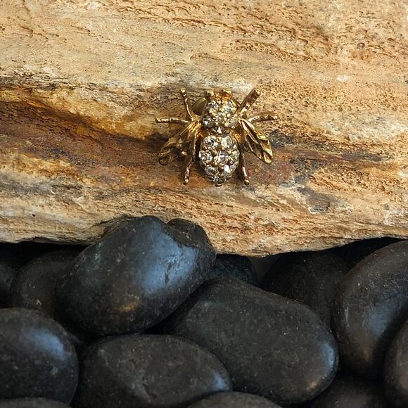 Vintage Panetta Rhinestone Bee Brooch Signed 1940s Retro - Picture 4 of 12